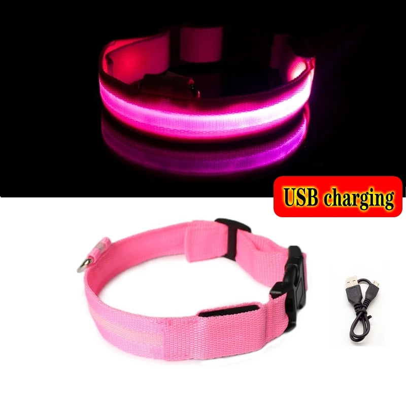 Led Dog Collar Light Anti-lost Collar USB Charging/Battery