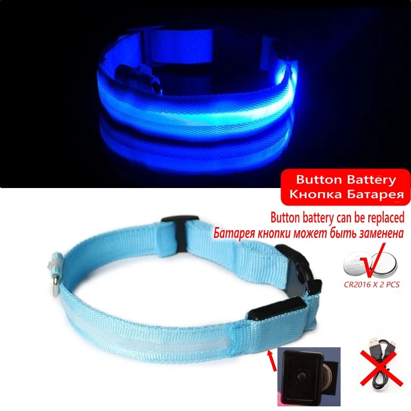 Led Dog Collar Light Anti-lost Collar USB Charging/Battery