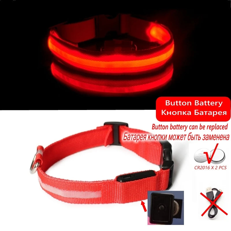 Led Dog Collar Light Anti-lost Collar USB Charging/Battery