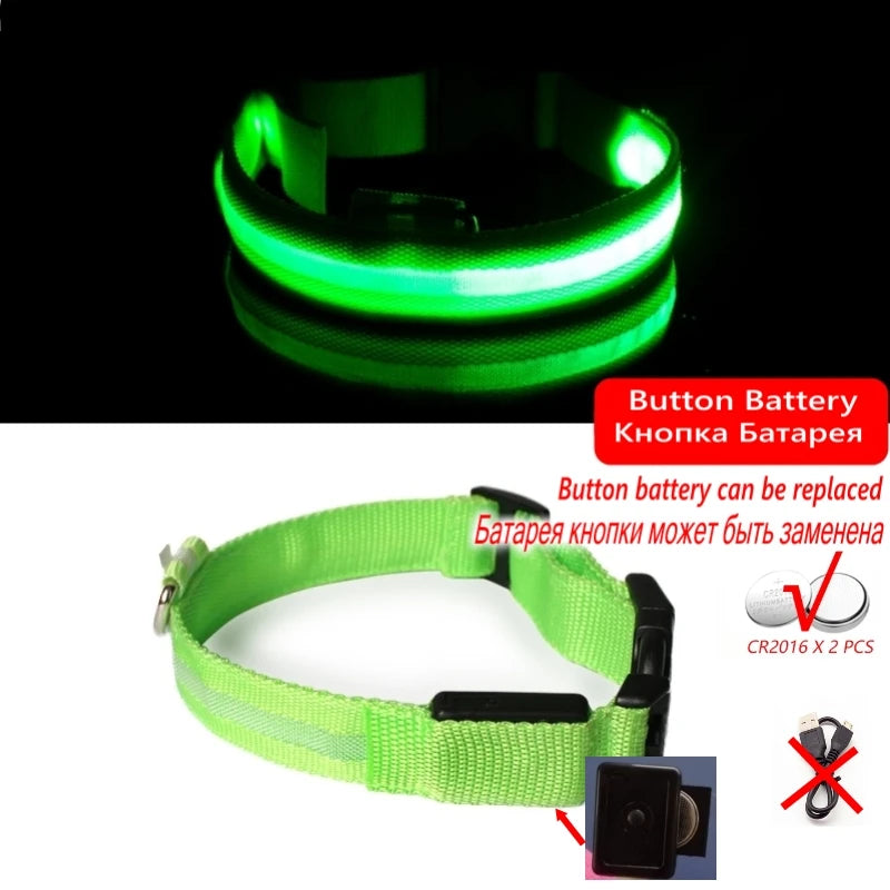 Led Dog Collar Light Anti-lost Collar USB Charging/Battery