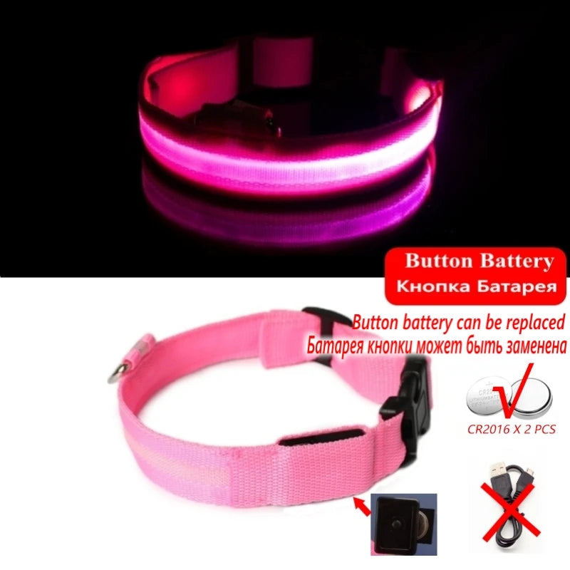 Led Dog Collar Light Anti-lost Collar USB Charging/Battery