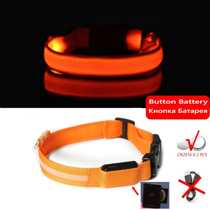 Led Dog Collar Light Anti-lost Collar USB Charging/Battery