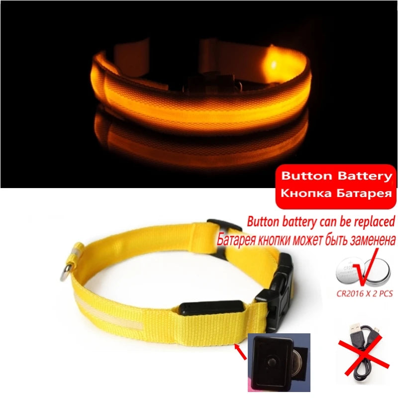 Led Dog Collar Light Anti-lost Collar USB Charging/Battery